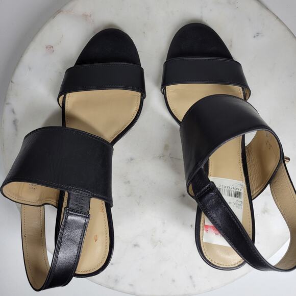 Coach Marla Slingback Heels Womens 7 Black Leather Turn Lock Open Toe Sandals - Picture 6 of 16